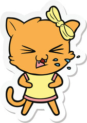 sticker of a cartoon cat