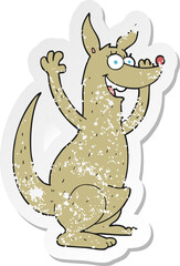 retro distressed sticker of a cartoon kangaroo