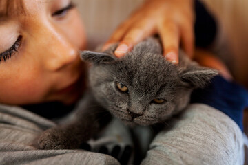 kitty and young boy portrait