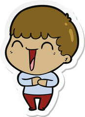sticker of a cartoon happy man