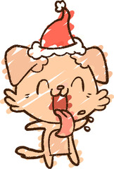 Festive Dog Chalk Drawing