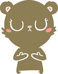peaceful flat color style cartoon bear cub