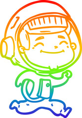 rainbow gradient line drawing happy cartoon astronaut