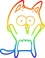 rainbow gradient line drawing funny cartoon cat