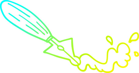 cold gradient line drawing cartoon fountain pen