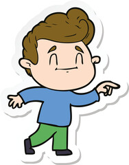 sticker of a happy cartoon man