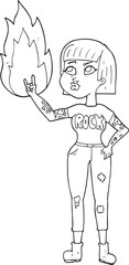 black and white cartoon rock girl