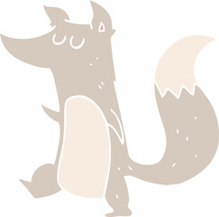 flat color illustration of a cartoon little wolf