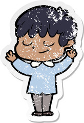 distressed sticker of a cartoon happy boy