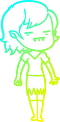 cold gradient line drawing cartoon undead vampire girl