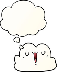 cute cartoon cloud and thought bubble in smooth gradient style