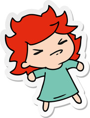 sticker cartoon of a cute kawaii girl