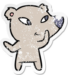 distressed sticker of a cute cartoon bear