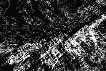 White pattern of crooked waves on a black background. Abstract fractal 3D rendering