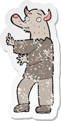 retro distressed sticker of a cartoon werewolf