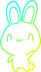cold gradient line drawing cute rabbit waving