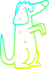 cold gradient line drawing cartoon dog