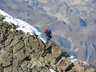 alpinism in the snowy mountains