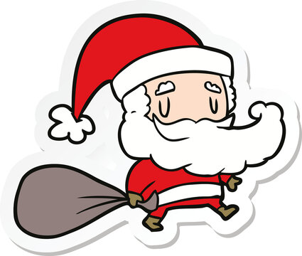 sticker of a cartoon santa claus with sack