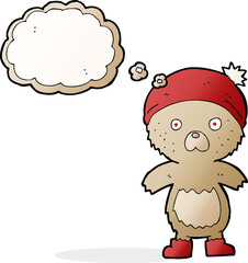 cartoon cute teddy bear with thought bubble