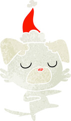 retro cartoon of a dog wearing santa hat