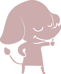 flat color style cartoon smiling elephant