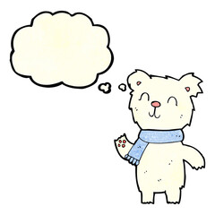 cartoon cute polar bear cub with thought bubble