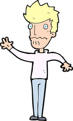 cartoon worried man reaching out