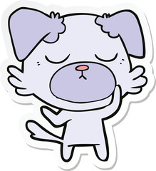 sticker of a cute cartoon dog