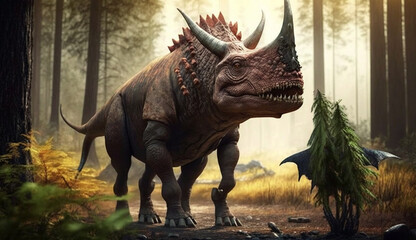Fototapeta premium Carnivore dinosaur, bull AI Generated illustration