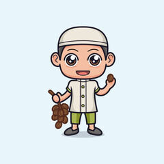 cute cartoon muslim boy character