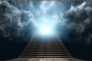 Fototapeta na wymiar Stairway to Heaven: Ascending through the Clouds, Generative AI