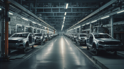 Industry line modern high tech vehicle assembly plant