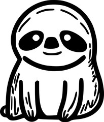 Sloth | Black and White Vector illustration