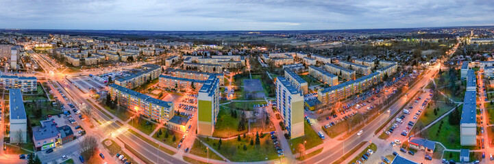 View at Pabianice city from a drone	
