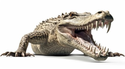 A close up of an alligator with its mouth open created with Generative AI technology