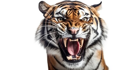 A close up of a tiger with its mouth open created with Generative AI technology