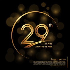 Fototapeta na wymiar 29th Anniversary logo design with double line numbers. Golden anniversary template. Vector Logo Template