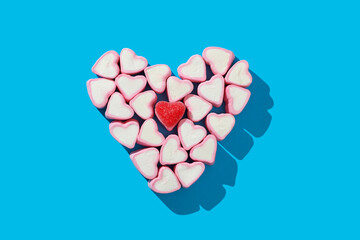 heart-shaped marshmallows forming a heart