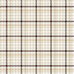 Houndstooth, classic plaid seamless pattern with dark and golden strips on light grey