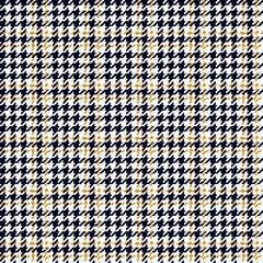 Houndstooth, classic plaid seamless pattern with golden strips - 593763533