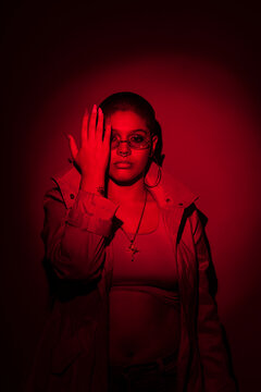 Portrait of a Bisexual Woman with Red Light