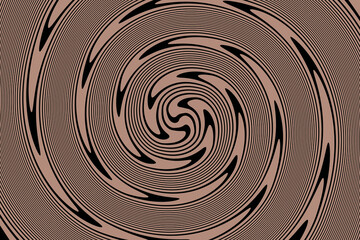 Brown swirling pattern of crooked waves on a black background. Abstract fractal 3D rendering