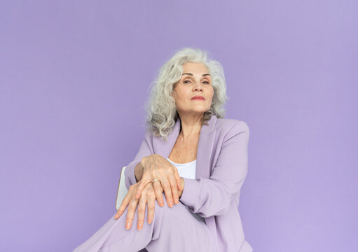 Self-Confident Woman With White Hair Portrait