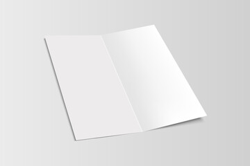 Blank brochure mockup template. Template of open portrait brochure isolated on grey background