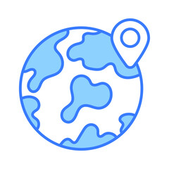 Globe with map pin showing concept vector of geolocation in modern style