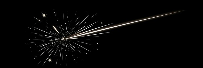 Obraz premium Simple design of Shooting star, illustration, black background. AI generative