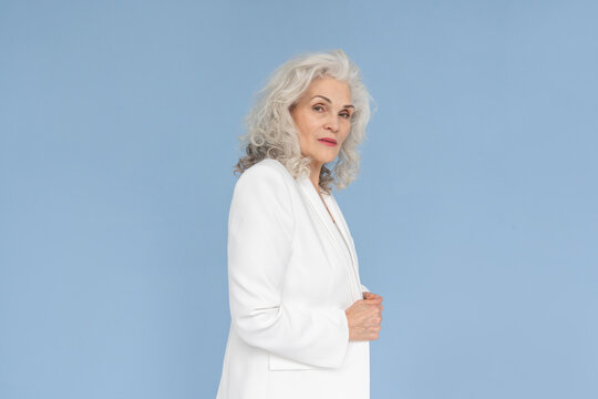 Self-confident Senior Woman With White Hair Portrait 