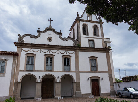 Igreja Santu&aacute;rio Santo Ant&ocirc;nio do Valongo - SANTOS, SP, BRAZIL - APRIL 09, 2023: Sanctuary of Santo Antonio do Valongo, from 1640, order of S&atilde;o Francisco, is one of the first churches in Brazil.