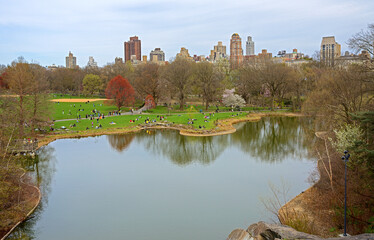 Great Lawn and Turtle, two connected features of Central Park in Manhattan, New York City, United States
